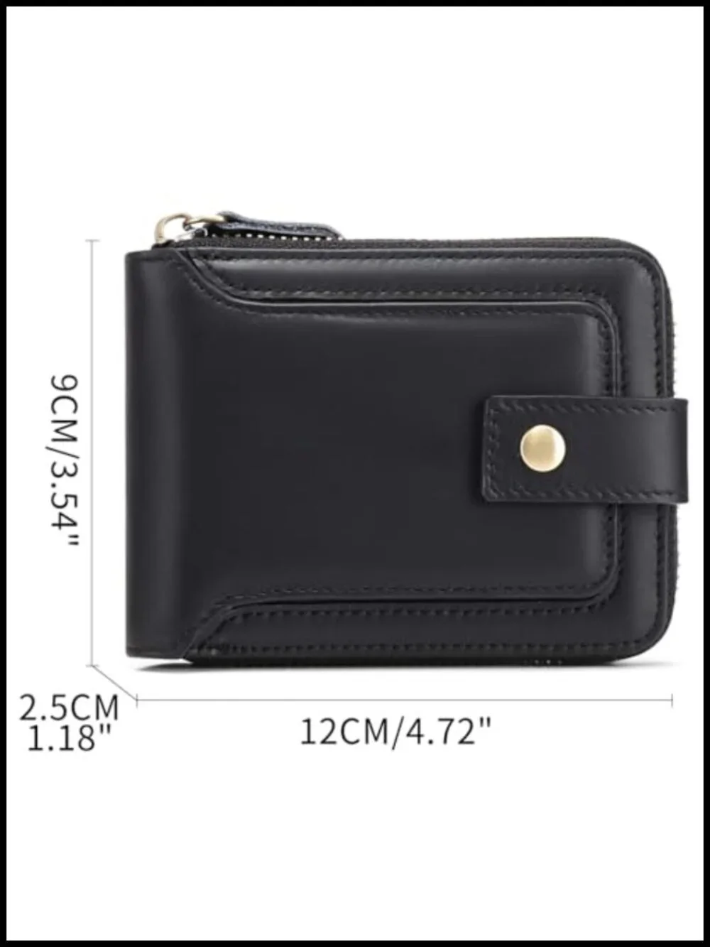 Genuine Leather RFID Blocking Zipper Wallet with Coin Pocket ID Window